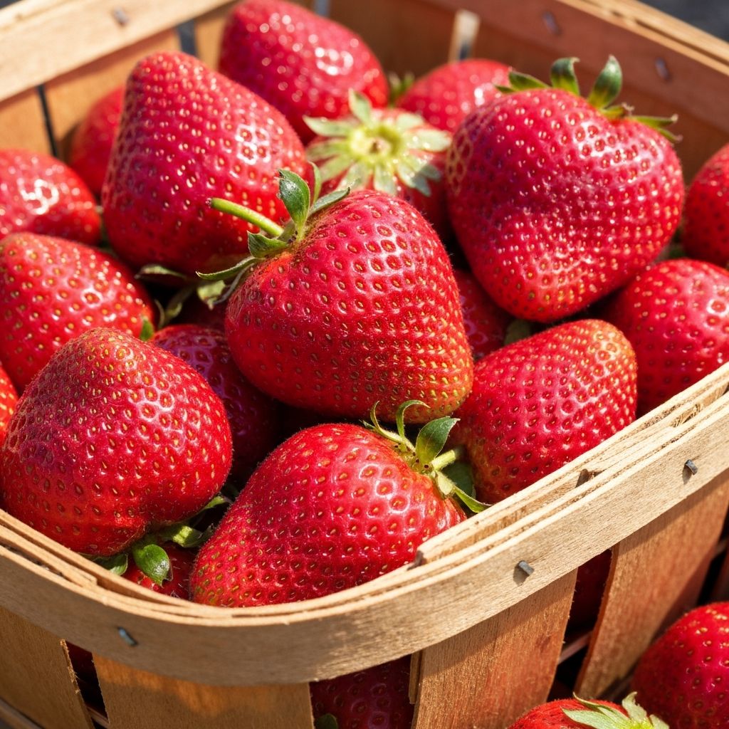 Fresh ripe strawberries in basket